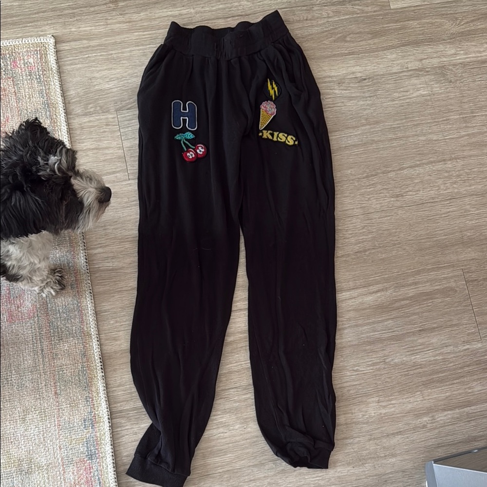 Black Joggers with Fun Patches